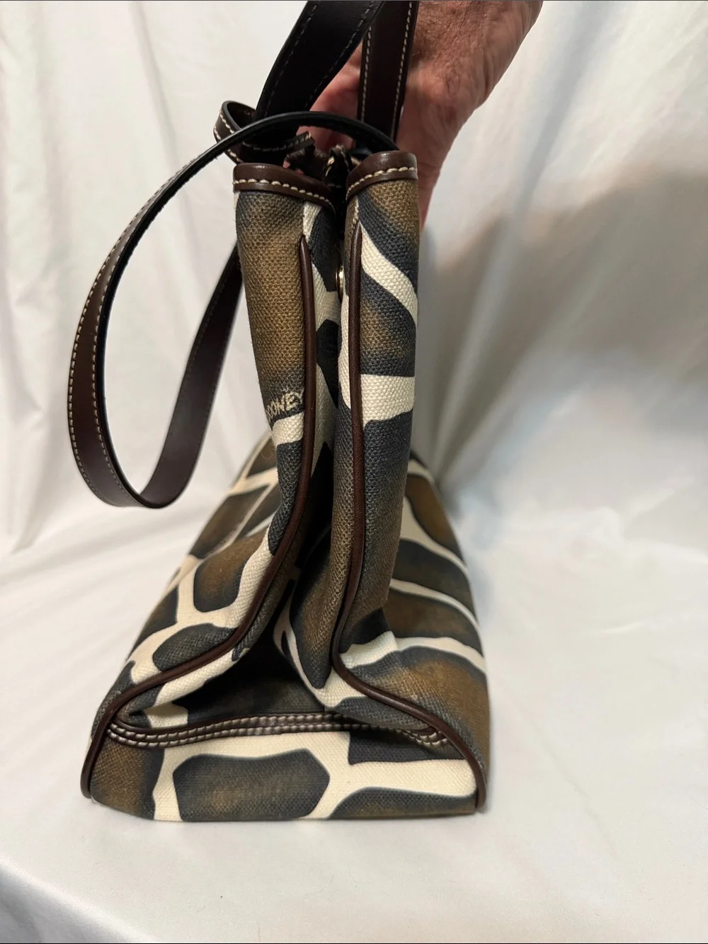 Dooney & Bourke Brown and Cream Giraffe-Print Shoulder Bag